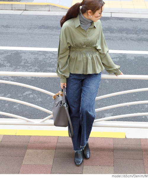 coca(coca)(コカ)の「ハイウエストカットオフデニムパンツ(デニムパンツ・レディース・ブルー・S/M/L)」の6枚目の写真