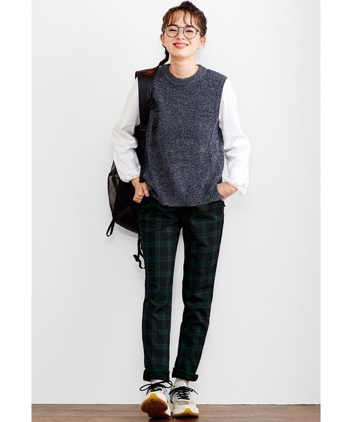 Live in comfort(リブインコンフォート)の「リブ イン コンフォート きちんと感がアップする 美脚ストレートチェックパンツ(その他パンツ・レディース・グリーン/グレー・12/11/10/9/8/7/6/5/14/2/4/3/13/1/15 )」の3枚目の写真