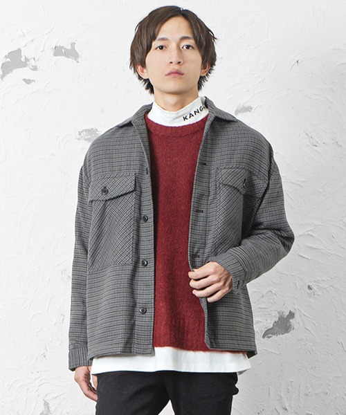 セール メンズ長袖レトロチェックルーズシルエットcpoシャツジャケット ブルゾン Minority マイノリティ のファッション通販 Zozotown