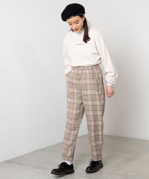 WEGO（ウィゴー）の「WEGO/ベルトチェックパンツ（その他パンツ・レディース・ブラウン系その他2/ベージュ系その他2・FREE）」の5枚目の写真