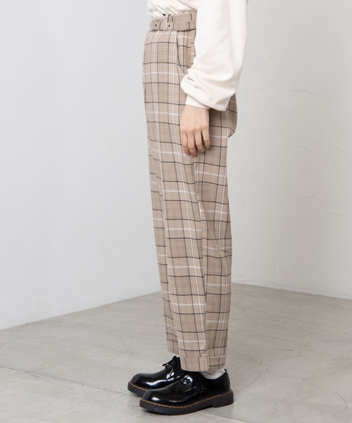 WEGO（ウィゴー）の「WEGO/ベルトチェックパンツ（その他パンツ・レディース・ブラウン系その他2/ベージュ系その他2・FREE）」の4枚目の写真