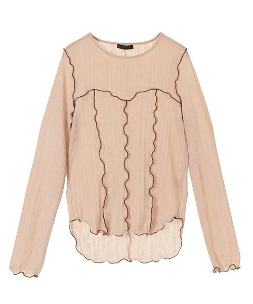 Candy Stripper（キャンディストリッパー）の「SEE THROUGH WAVY RIB トップス（Tシャツ/カットソー・レディース・ブラック/ベージュ/オフホワイト・2）」の3枚目の写真