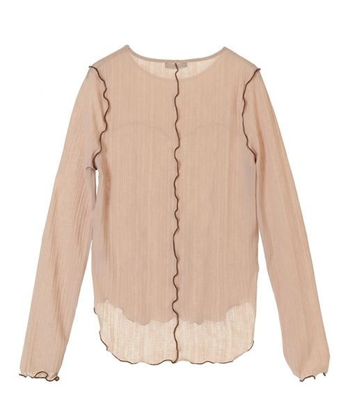 Candy Stripper（キャンディストリッパー）の「SEE THROUGH WAVY RIB トップス（Tシャツ/カットソー・レディース・ブラック/ベージュ/オフホワイト・2）」の5枚目の写真