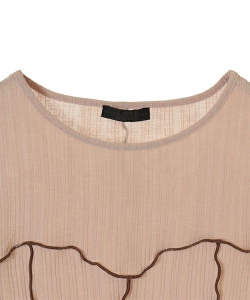 Candy Stripper（キャンディストリッパー）の「SEE THROUGH WAVY RIB トップス（Tシャツ/カットソー・レディース・ブラック/ベージュ/オフホワイト・2）」の9枚目の写真