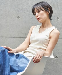 AMERICAN HOLIC | 両Vネックレース付タンクトップ(タンクトップ)