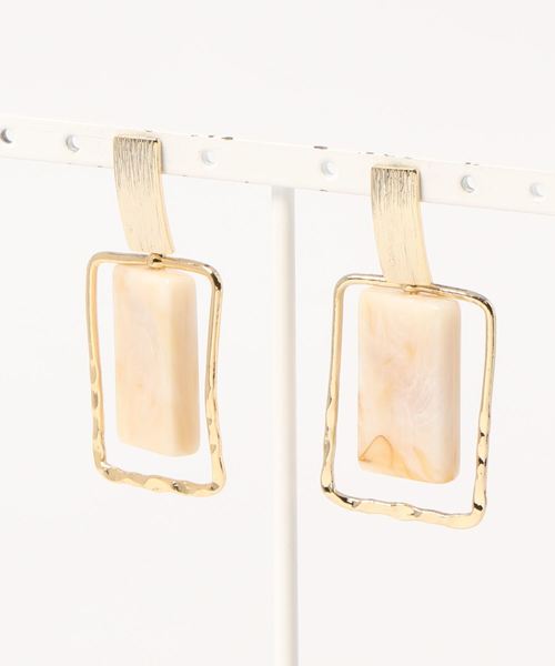 ap retro（アプレトロ）の「スクエアリング×べっこうピアス【ZOZO限定アイテム】（ピアス（両耳用）・レディース・ブラウン/ベージュ・FREE）」の4枚目の写真