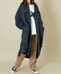 CONVERSE TOKYO | シャギーチェックコート(ステンカラーコート)