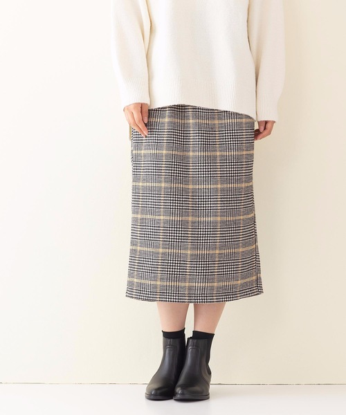 INNOCENT BLUE(イノセントブルー)の「【INNOCENT BLUE/イノセントブルー】フェイクウールチェックタイトスカート ミディアムレングス ウエストゴム仕様 セットアップ対応品番(スカート・レディース・ベージュ/オフホワイト/オレンジ・MEDIUM)」の9枚目の写真