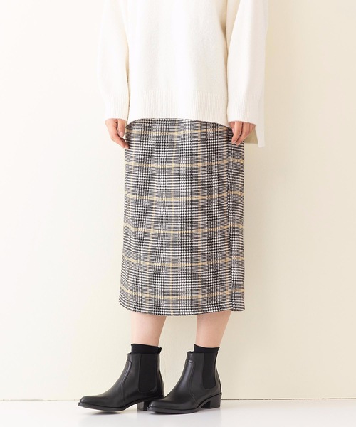 INNOCENT BLUE(イノセントブルー)の「【INNOCENT BLUE/イノセントブルー】フェイクウールチェックタイトスカート ミディアムレングス ウエストゴム仕様 セットアップ対応品番(スカート・レディース・ベージュ/オフホワイト/オレンジ・MEDIUM)」の10枚目の写真