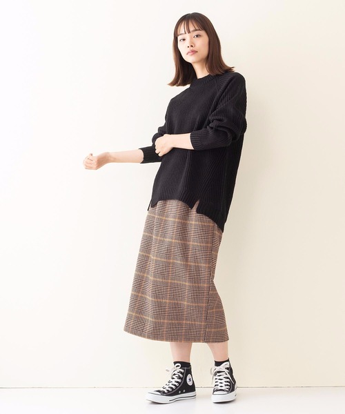 INNOCENT BLUE(イノセントブルー)の「【INNOCENT BLUE/イノセントブルー】フェイクウールチェックタイトスカート ミディアムレングス ウエストゴム仕様 セットアップ対応品番(スカート・レディース・ベージュ/オフホワイト/オレンジ・MEDIUM)」の12枚目の写真