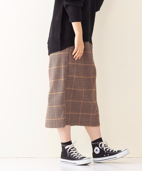 INNOCENT BLUE(イノセントブルー)の「【INNOCENT BLUE/イノセントブルー】フェイクウールチェックタイトスカート ミディアムレングス ウエストゴム仕様 セットアップ対応品番(スカート・レディース・ベージュ/オフホワイト/オレンジ・MEDIUM)」の15枚目の写真