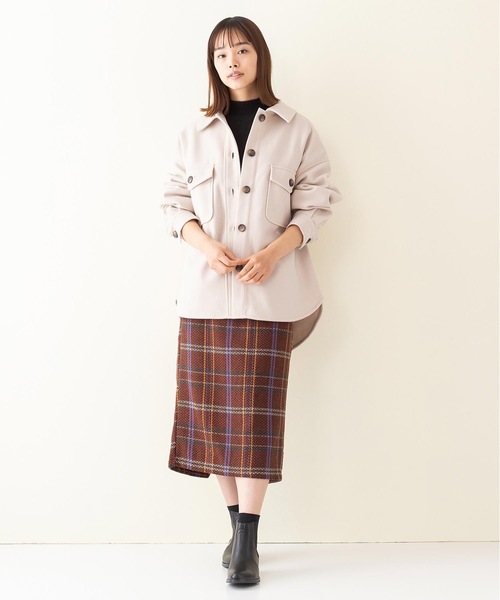 INNOCENT BLUE(イノセントブルー)の「【INNOCENT BLUE/イノセントブルー】フェイクウールチェックタイトスカート ミディアムレングス ウエストゴム仕様 セットアップ対応品番(スカート・レディース・ベージュ/オフホワイト/オレンジ・MEDIUM)」の16枚目の写真