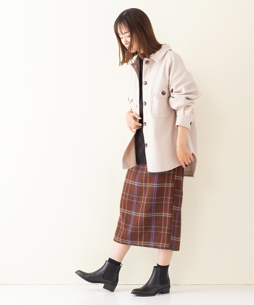 INNOCENT BLUE(イノセントブルー)の「【INNOCENT BLUE/イノセントブルー】フェイクウールチェックタイトスカート ミディアムレングス ウエストゴム仕様 セットアップ対応品番(スカート・レディース・ベージュ/オフホワイト/オレンジ・MEDIUM)」の18枚目の写真