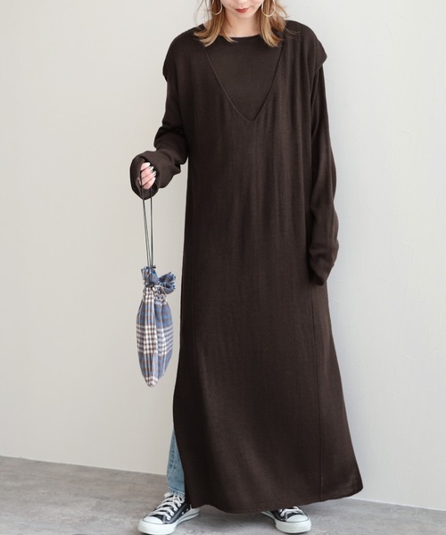 reca（レカ）の「ショートプルオーバー×ノースリワンピース セットアップ（ワンピース・レディース・ブラック/ライトベージュ/モカ/ダークブラウン・M）」の2枚目の写真