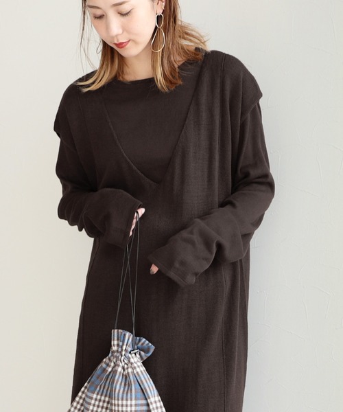 reca（レカ）の「ショートプルオーバー×ノースリワンピース セットアップ（ワンピース・レディース・ブラック/ライトベージュ/モカ/ダークブラウン・M）」の10枚目の写真