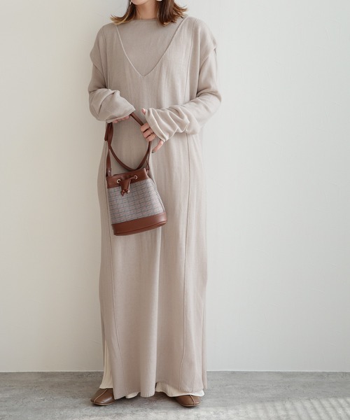 reca（レカ）の「ショートプルオーバー×ノースリワンピース セットアップ（ワンピース・レディース・ブラック/ライトベージュ/モカ/ダークブラウン・M）」の13枚目の写真