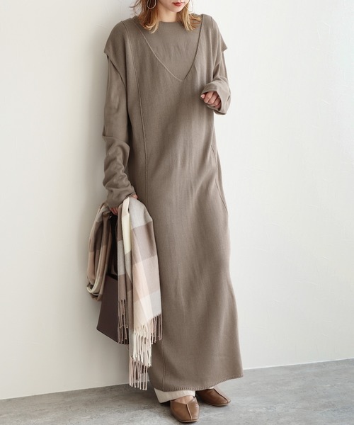 reca（レカ）の「ショートプルオーバー×ノースリワンピース セットアップ（ワンピース・レディース・ブラック/ライトベージュ/モカ/ダークブラウン・M）」の22枚目の写真