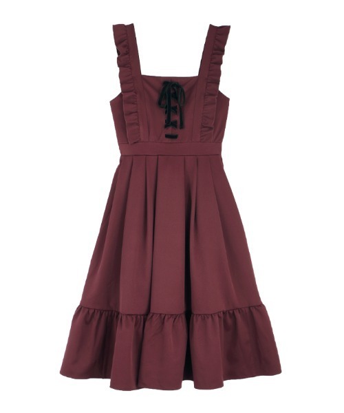 axesfemme POETIQUE ベロア ジャンスカ ワンピース ワイン axesfemme POETIQUE ベロア ジャンスカ ワンピース ワイン