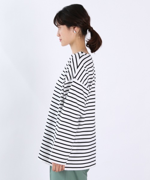 LOWRYS FARM（ローリーズファーム）の「ＵＳＡボーダーＬＳ　932277（Tシャツ/カットソー・レディース・ブラック/グリーン/ネイビー/イエロー/ピンク・FREE）」の15枚目の写真