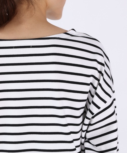 LOWRYS FARM（ローリーズファーム）の「ＵＳＡボーダーＬＳ　932277（Tシャツ/カットソー・レディース・ブラック/グリーン/ネイビー/イエロー/ピンク・FREE）」の6枚目の写真