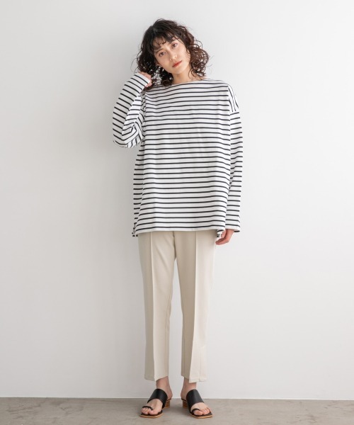 LOWRYS FARM（ローリーズファーム）の「ＵＳＡボーダーＬＳ　932277（Tシャツ/カットソー・レディース・ブラック/グリーン/ネイビー/イエロー/ピンク・FREE）」の17枚目の写真