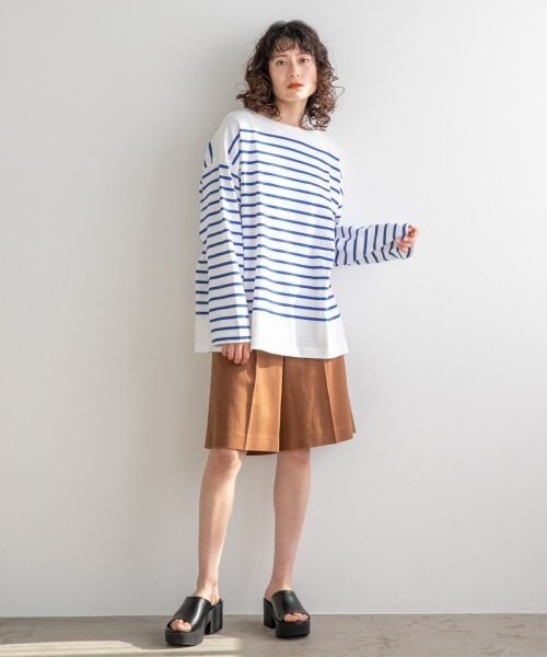 LOWRYS FARM（ローリーズファーム）の「ＵＳＡボーダーＬＳ　932277（Tシャツ/カットソー・レディース・ブラック/グリーン/ネイビー/イエロー/ピンク・FREE）」の19枚目の写真