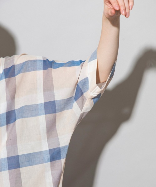 Munich（ミューニック）の「コットンリネンローンチェック　ヘンリーネックブラウス（シャツ/ブラウス・レディース・ブラック/ベージュ・FREE）」の12枚目の写真