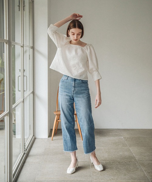 ACCL（エーシーシーエル）の「アートピケボリュームブラウス（シャツ/ブラウス・レディース・ホワイト/ブラック・FREE）」の5枚目の写真