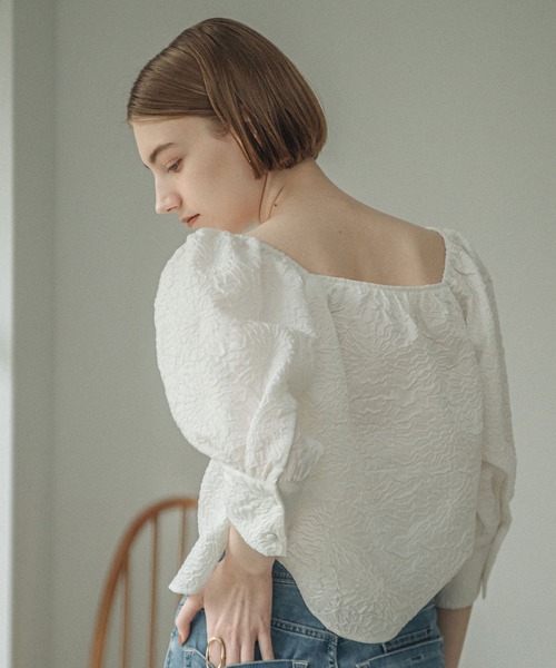 ACCL（エーシーシーエル）の「アートピケボリュームブラウス（シャツ/ブラウス・レディース・ホワイト/ブラック・FREE）」の21枚目の写真