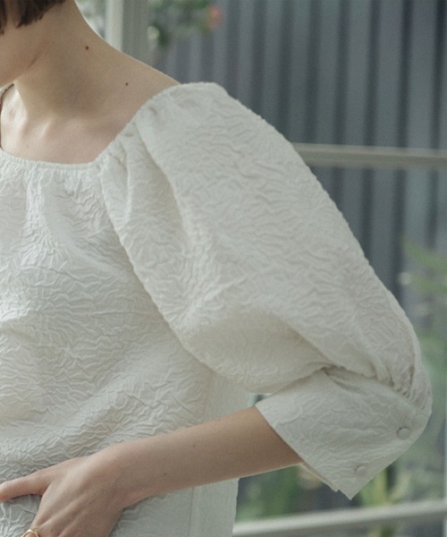 ACCL（エーシーシーエル）の「アートピケボリュームブラウス（シャツ/ブラウス・レディース・ホワイト/ブラック・FREE）」の10枚目の写真