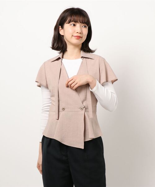 GGD（ジージーディー）の「HAVE A NICE TRIP / ウ゛ィンテージハイストレッチⅡラップジャケット（ブルゾン・レディース・バーガンディー/ピンク・L/LL/M）」の2枚目の写真