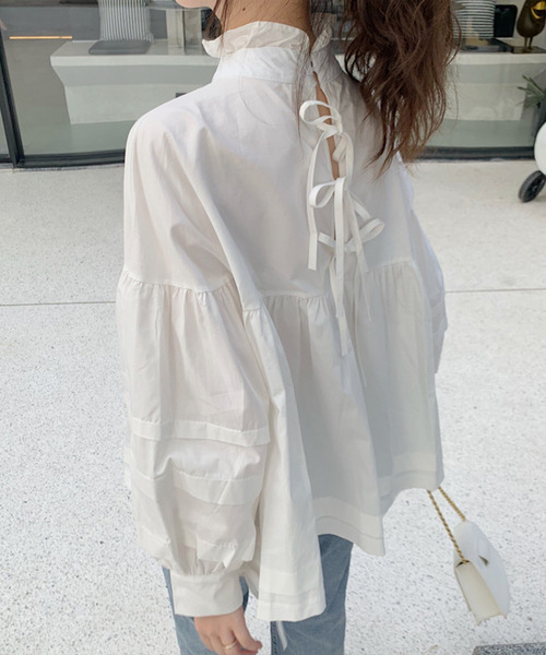 JUNOAH（ジュノア）の「バックリボンブラウス（シャツ/ブラウス・レディース・ホワイト/ブラック・FREE）」の9枚目の写真