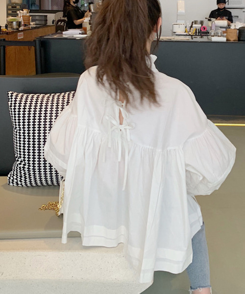 JUNOAH（ジュノア）の「バックリボンブラウス（シャツ/ブラウス・レディース・ホワイト/ブラック・FREE）」の11枚目の写真