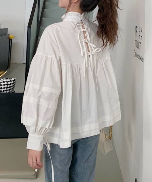 JUNOAH（ジュノア）の「バックリボンブラウス（シャツ/ブラウス・レディース・ホワイト/ブラック・FREE）」の5枚目の写真