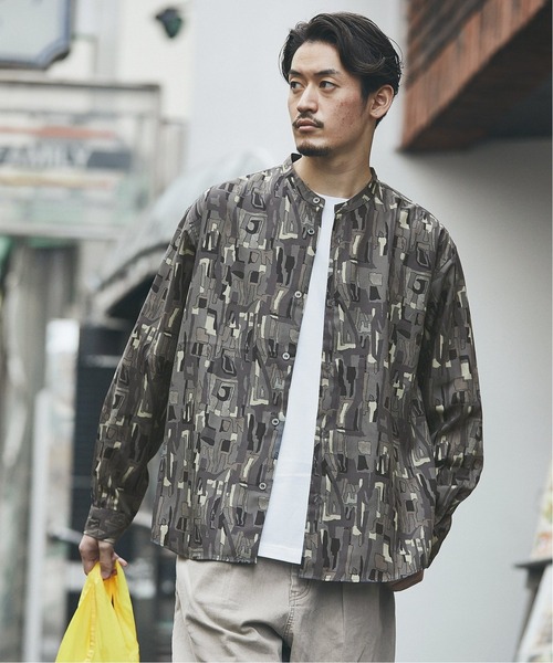 JOURNAL STANDARD(ジャーナルスタンダード)の「【GREIGE PATTERN /グレージュパターン】バンドカラーシャツ(シャツ/ブラウス・メンズ・ナチュラル/ベージュ/ブラックミックス/ベージュ系その他/ブラック系その他/ブラック×ブラック・MEDIUM/LARGE/SMALL)」の4枚目の写真
