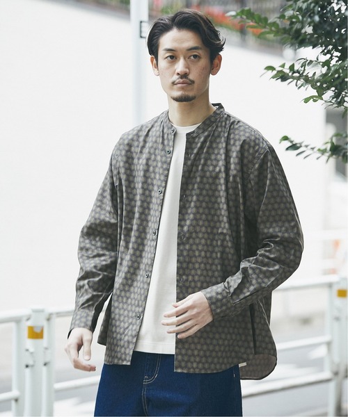 JOURNAL STANDARD(ジャーナルスタンダード)の「【GREIGE PATTERN /グレージュパターン】バンドカラーシャツ(シャツ/ブラウス・メンズ・ナチュラル/ベージュ/ブラックミックス/ベージュ系その他/ブラック系その他/ブラック×ブラック・MEDIUM/LARGE/SMALL)」の8枚目の写真