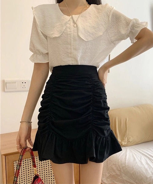 Jasmine Grandiflorum（ジャスミングランディフローラム）の「【Jasmine】ギャザーフリルミニスカート（スカート・レディース・ホワイト/ブラック/ベージュ・SMALL/MEDIUM/LARGE）」の22枚目の写真