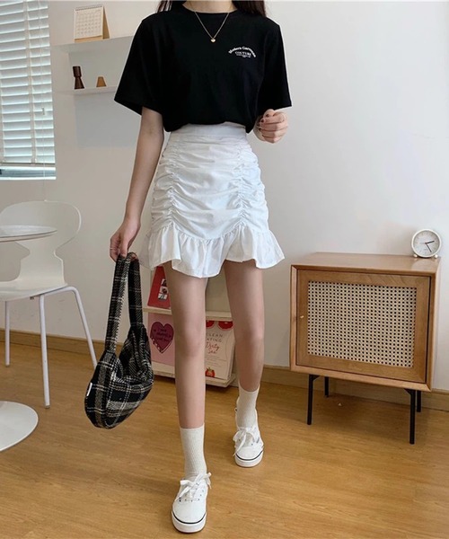 Jasmine Grandiflorum（ジャスミングランディフローラム）の「【Jasmine】ギャザーフリルミニスカート（スカート・レディース・ホワイト/ブラック/ベージュ・SMALL/MEDIUM/LARGE）」の15枚目の写真