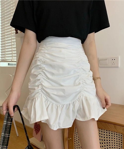 Jasmine Grandiflorum（ジャスミングランディフローラム）の「【Jasmine】ギャザーフリルミニスカート（スカート・レディース・ホワイト/ブラック/ベージュ・SMALL/MEDIUM/LARGE）」の17枚目の写真