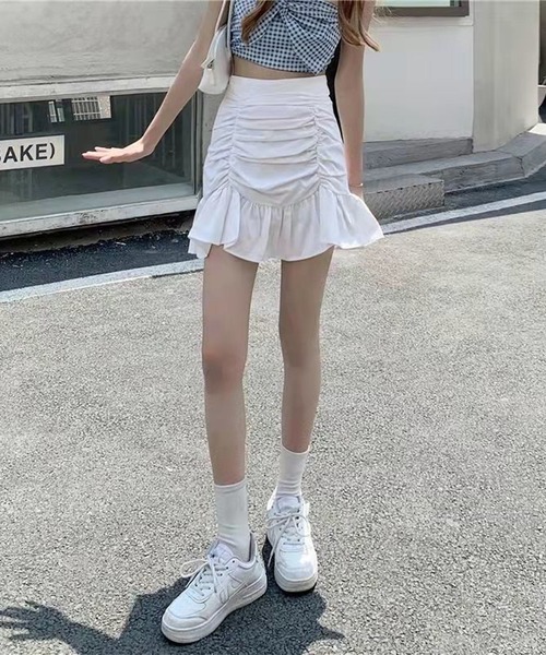 Jasmine Grandiflorum（ジャスミングランディフローラム）の「【Jasmine】ギャザーフリルミニスカート（スカート・レディース・ホワイト/ブラック/ベージュ・SMALL/MEDIUM/LARGE）」の12枚目の写真