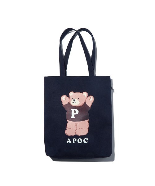 A PIECE OF CAKE(ピースオブケイク)の「『A PIECE OF CAKE/ピースオブケイク』Signature Bear Canvas Bag/シグネチャーベアーキャンバスバッグ(トートバッグ・レディース・ホワイト/ブラック/ネイビー/イエロー・FREE)」の3枚目の写真