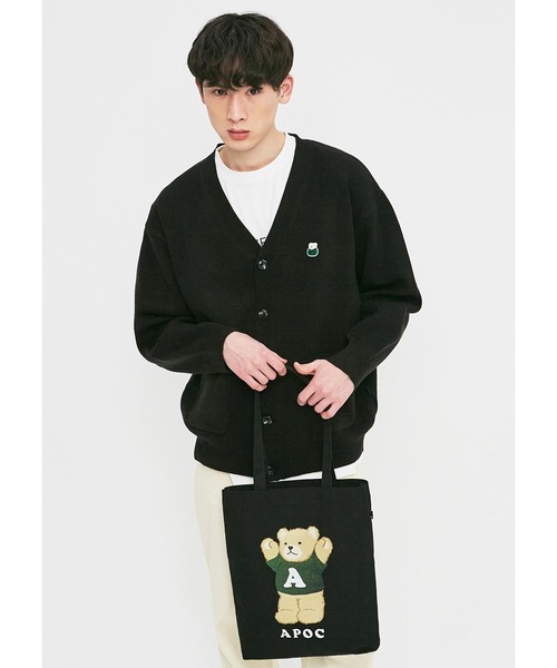 A PIECE OF CAKE(ピースオブケイク)の「『A PIECE OF CAKE/ピースオブケイク』Signature Bear Canvas Bag/シグネチャーベアーキャンバスバッグ(トートバッグ・レディース・ホワイト/ブラック/ネイビー/イエロー・FREE)」の9枚目の写真