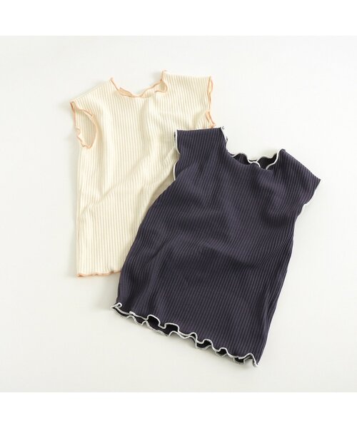 apres les cours（アプレレクール）の「/メロウタンクトップ（タンクトップ・キッズ・アイボリー/ネイビー・80/90/100/110/120/130/140）」の3枚目の写真