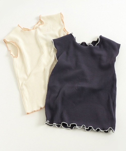 apres les cours（アプレレクール）の「/メロウタンクトップ（タンクトップ・キッズ・アイボリー/ネイビー・80/90/100/110/120/130/140）」の2枚目の写真