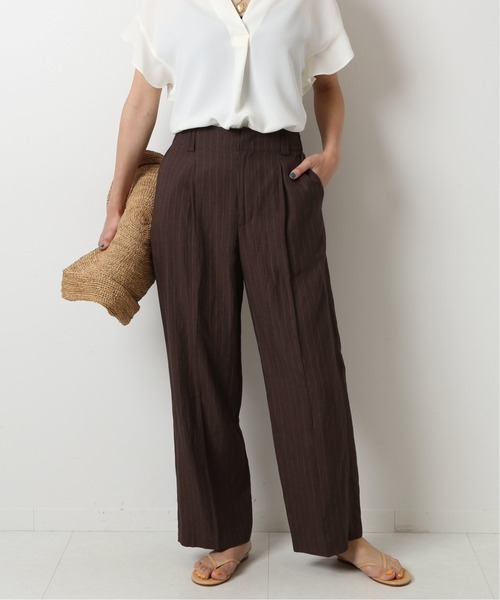 Spick & Span(スピックアンドスパン)の「ビスリネンタックストレートパンツ(ストライプ)◆(その他パンツ・レディース・ブラウン/アイボリー・40/34/38/36)」の7枚目の写真