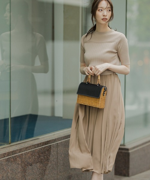 Andemiu アンデミュウ のファッション ワンピース プリーツドッキングワンピース ワンピース