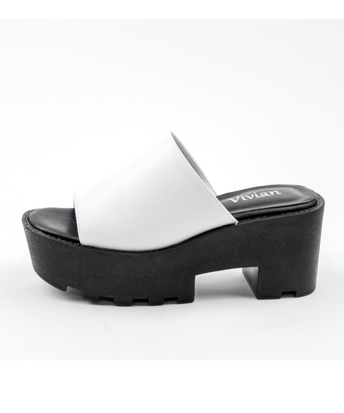 VIVIAN(ヴィヴィアン)の「厚底ミュールサンダル(サンダル・レディース・ブラック/ホワイト・S/M/L/LL)」の16枚目の写真