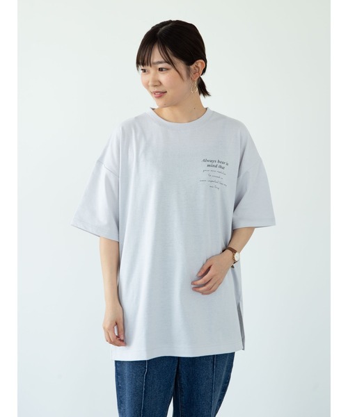 RAY CASSIN FAVORI（レイカズンフェバリ）の「・RAY CASSIN バックカラー転写チュニック＊（Tシャツ/カットソー・レディース・チャコールグレー/ライトグレー/オフホワイト/ブルー・FREE）」の14枚目の写真