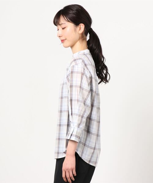 NAVY(ネイビー)の「プチハイネック 7分袖ブラウス(シャツ/ブラウス・レディース・ネイビー/ブラック/ベージュ・L/M)」の5枚目の写真