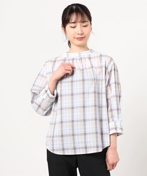 NAVY(ネイビー)の「プチハイネック 7分袖ブラウス(シャツ/ブラウス・レディース・ネイビー/ブラック/ベージュ・L/M)」の17枚目の写真